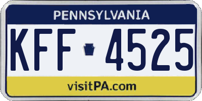 PA license plate KFF4525