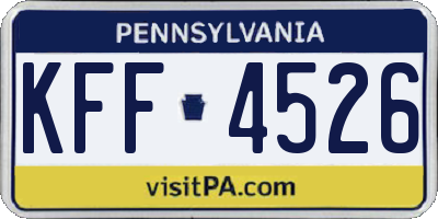 PA license plate KFF4526