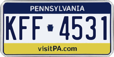 PA license plate KFF4531