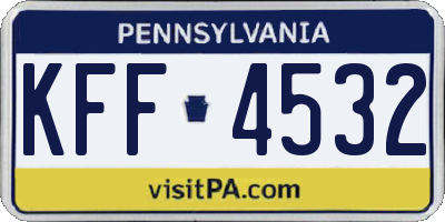 PA license plate KFF4532