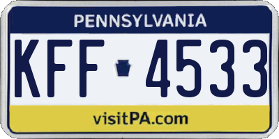 PA license plate KFF4533