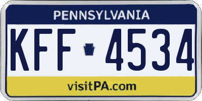 PA license plate KFF4534