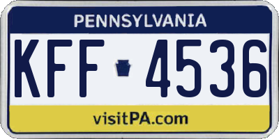 PA license plate KFF4536