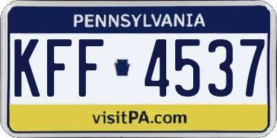 PA license plate KFF4537