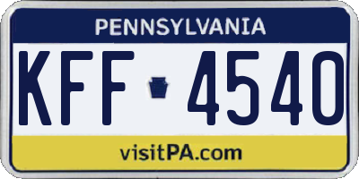 PA license plate KFF4540