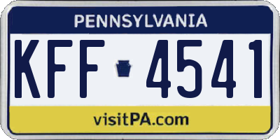 PA license plate KFF4541
