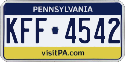 PA license plate KFF4542