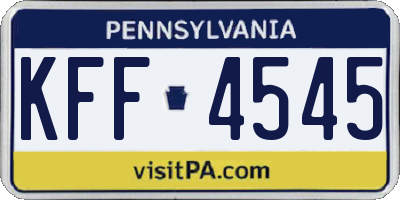 PA license plate KFF4545