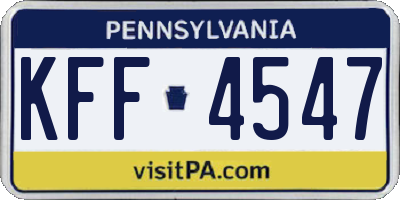 PA license plate KFF4547