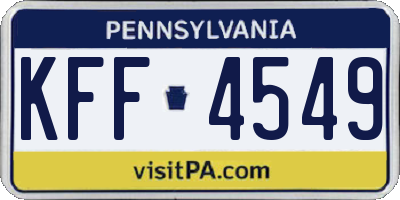PA license plate KFF4549
