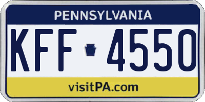 PA license plate KFF4550