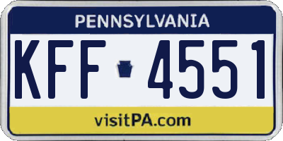 PA license plate KFF4551