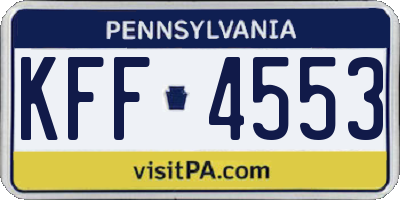 PA license plate KFF4553