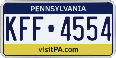 PA license plate KFF4554