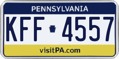 PA license plate KFF4557