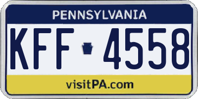 PA license plate KFF4558