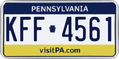 PA license plate KFF4561