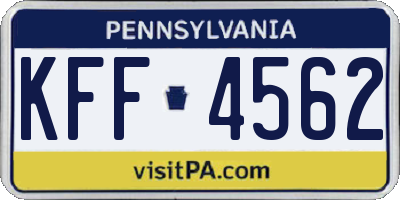 PA license plate KFF4562