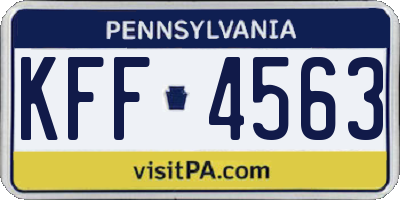 PA license plate KFF4563