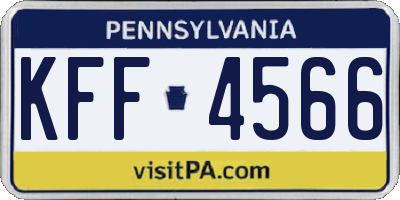 PA license plate KFF4566
