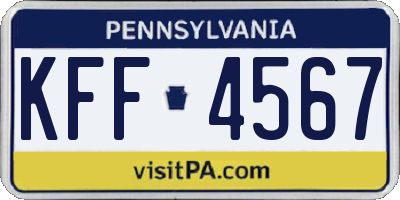 PA license plate KFF4567