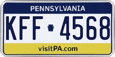 PA license plate KFF4568