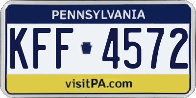 PA license plate KFF4572