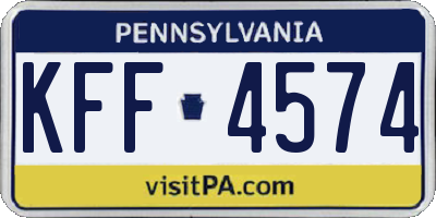 PA license plate KFF4574