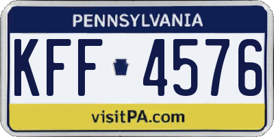 PA license plate KFF4576