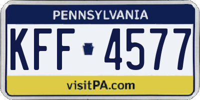 PA license plate KFF4577