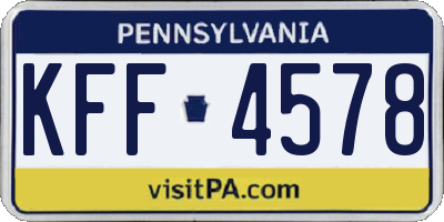 PA license plate KFF4578