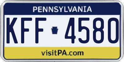 PA license plate KFF4580