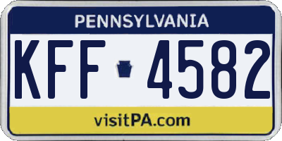 PA license plate KFF4582