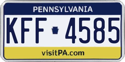 PA license plate KFF4585