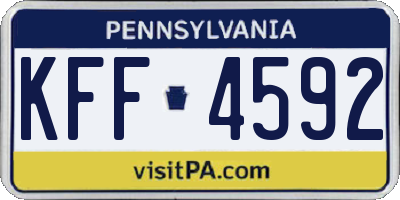 PA license plate KFF4592