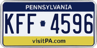 PA license plate KFF4596