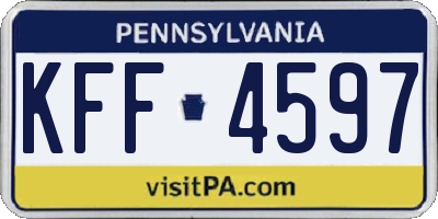 PA license plate KFF4597