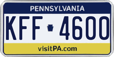 PA license plate KFF4600