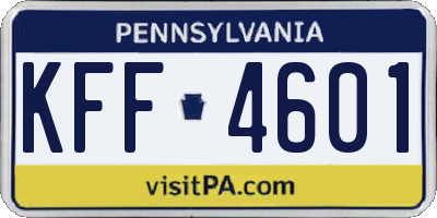 PA license plate KFF4601