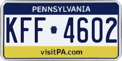 PA license plate KFF4602
