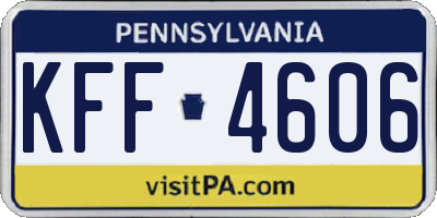 PA license plate KFF4606