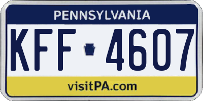 PA license plate KFF4607