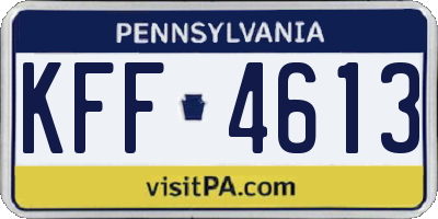 PA license plate KFF4613