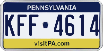 PA license plate KFF4614
