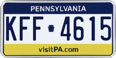 PA license plate KFF4615