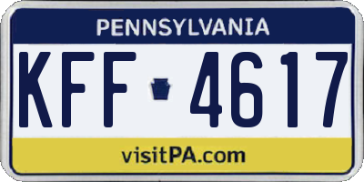PA license plate KFF4617