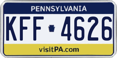 PA license plate KFF4626