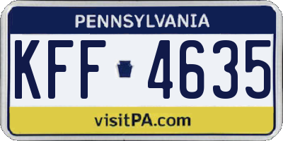 PA license plate KFF4635