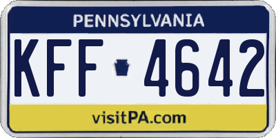 PA license plate KFF4642