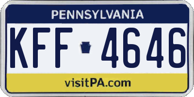 PA license plate KFF4646